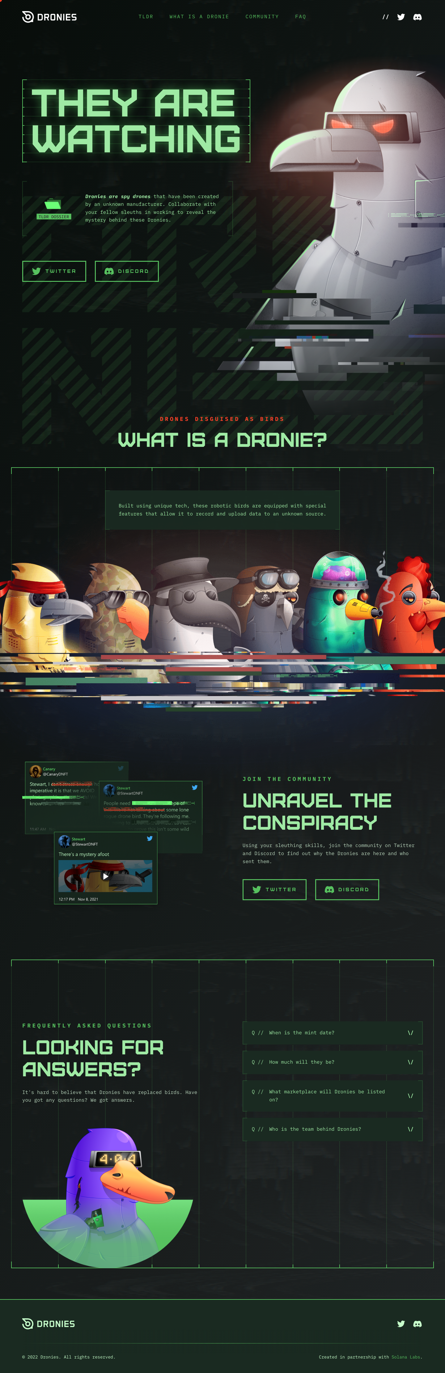 Dronies Landing Page screenshot