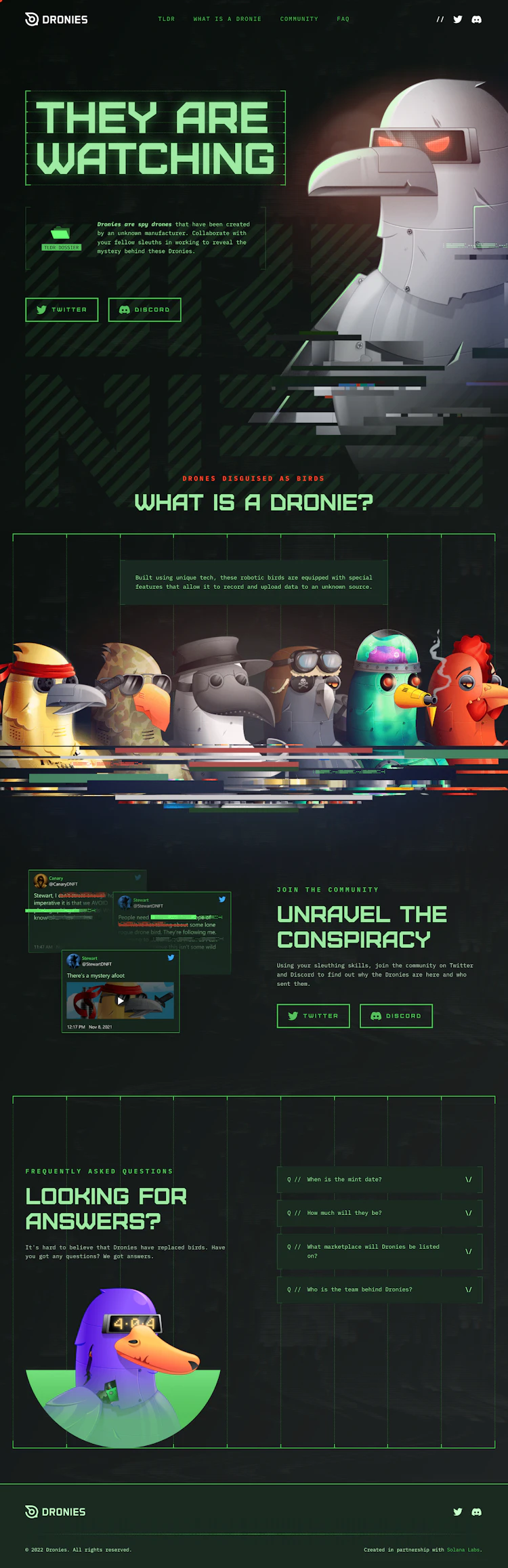 Dronies Landing Page screenshot