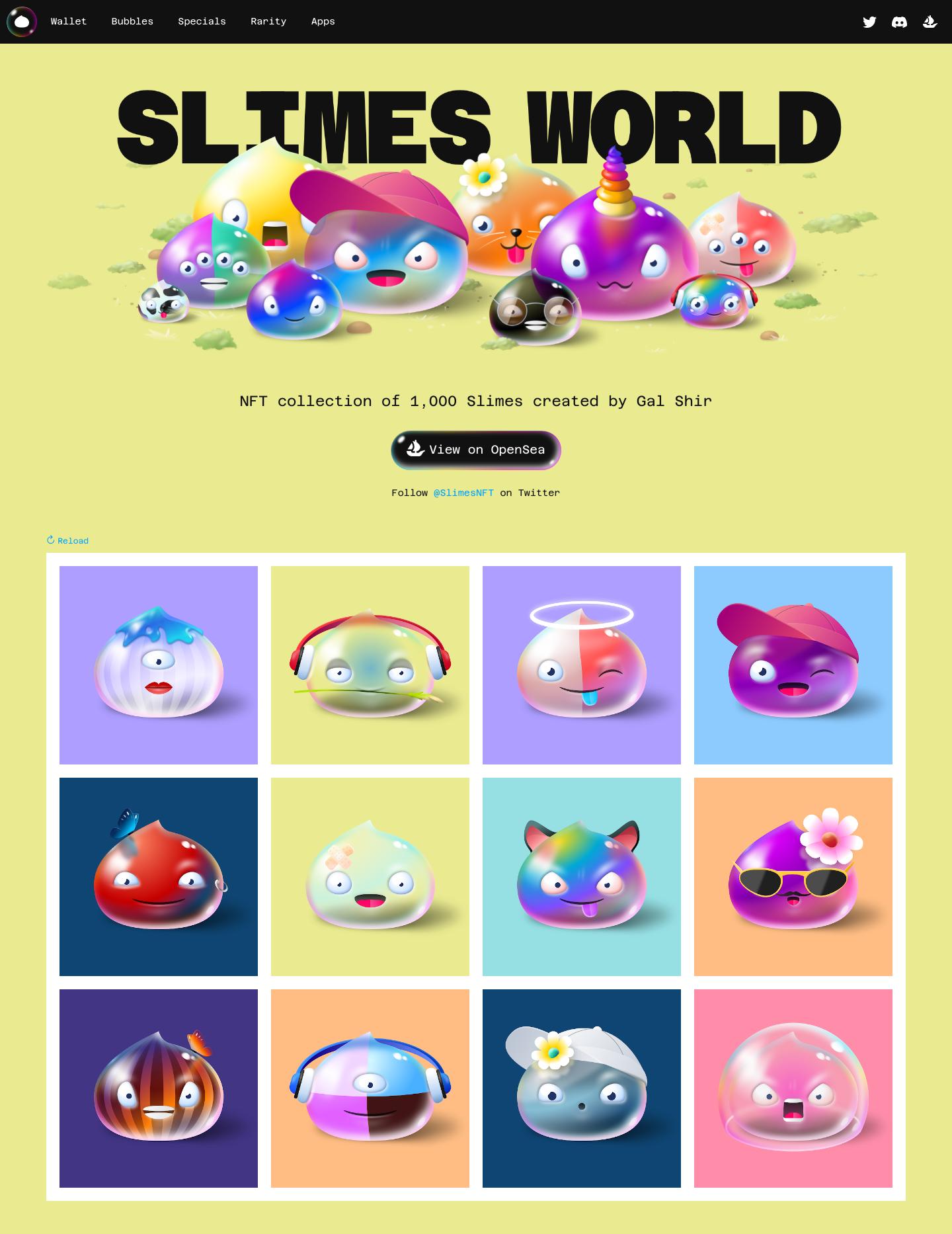 Slimes Landing Page screenshot