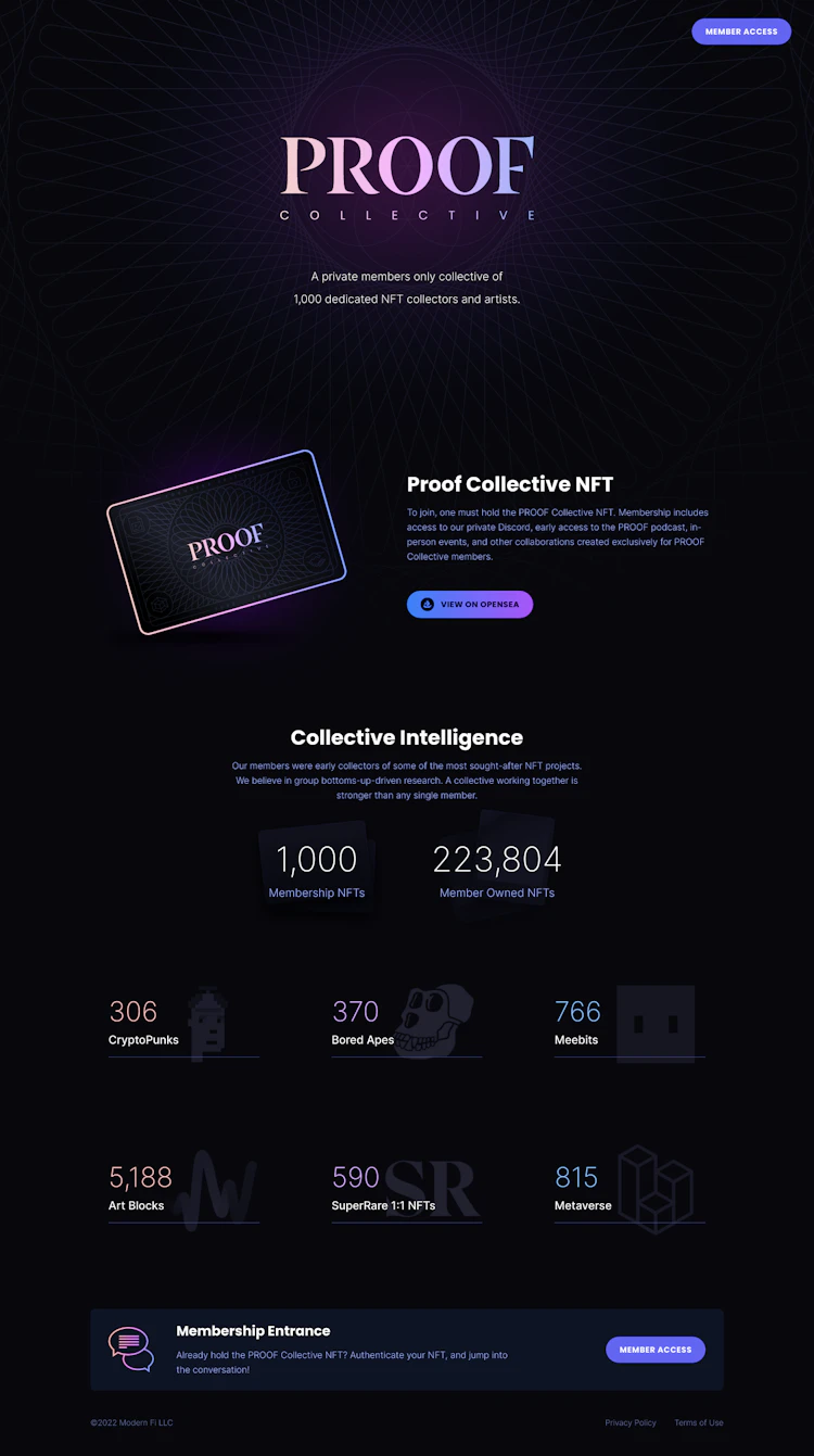 Proof Landing Page screenshot