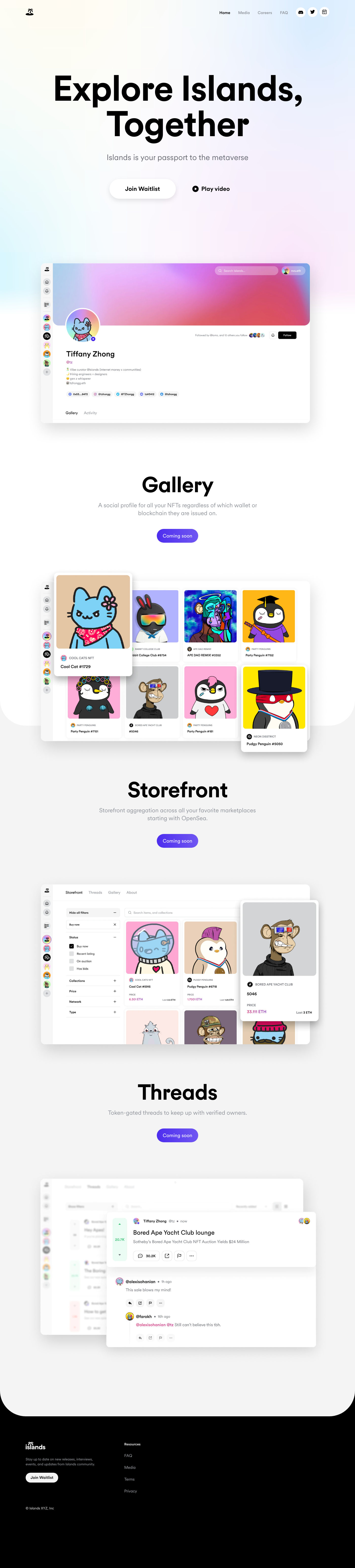 Islands Landing Page screenshot