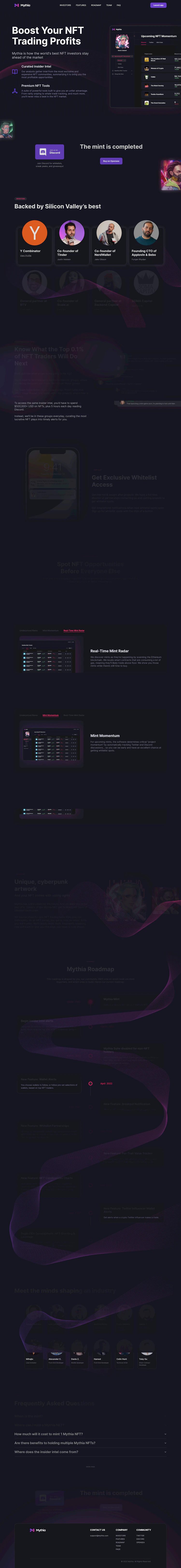 Mythia Landing Page screenshot