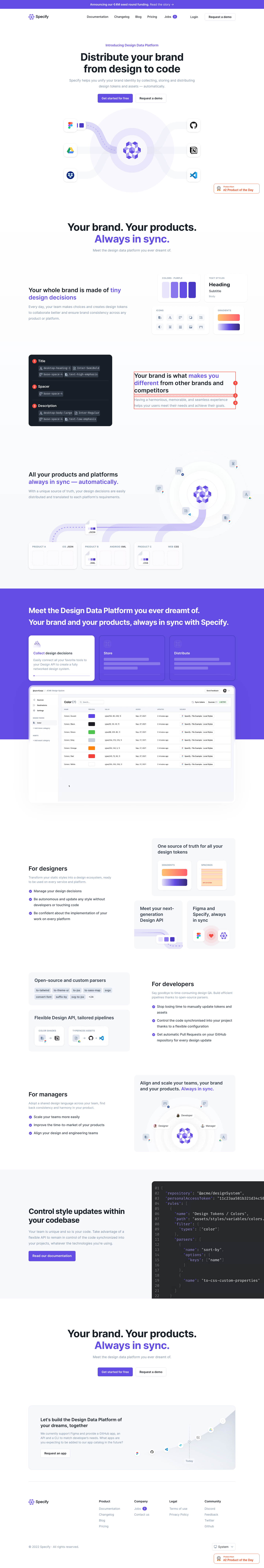 Specify Landing Page screenshot
