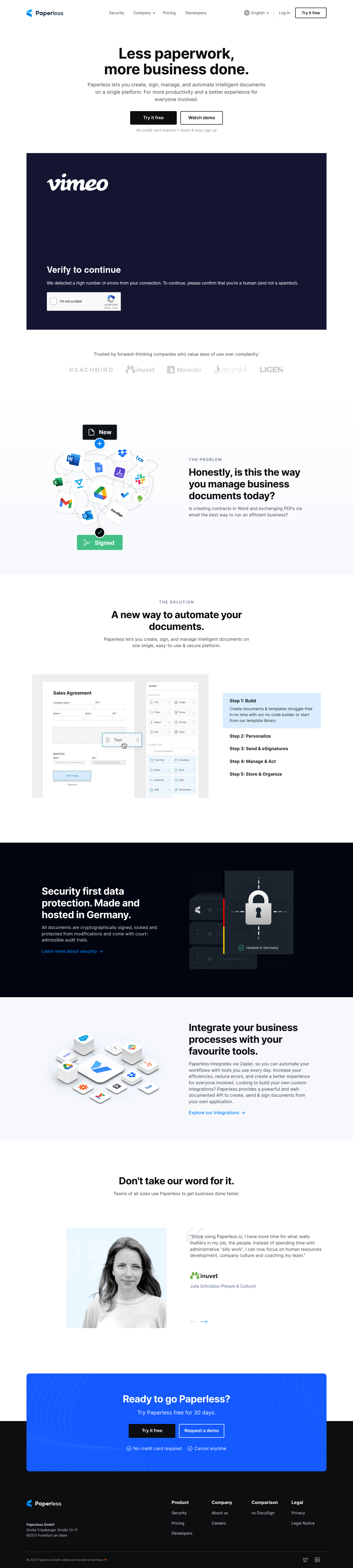 Paperless Landing Page screenshot