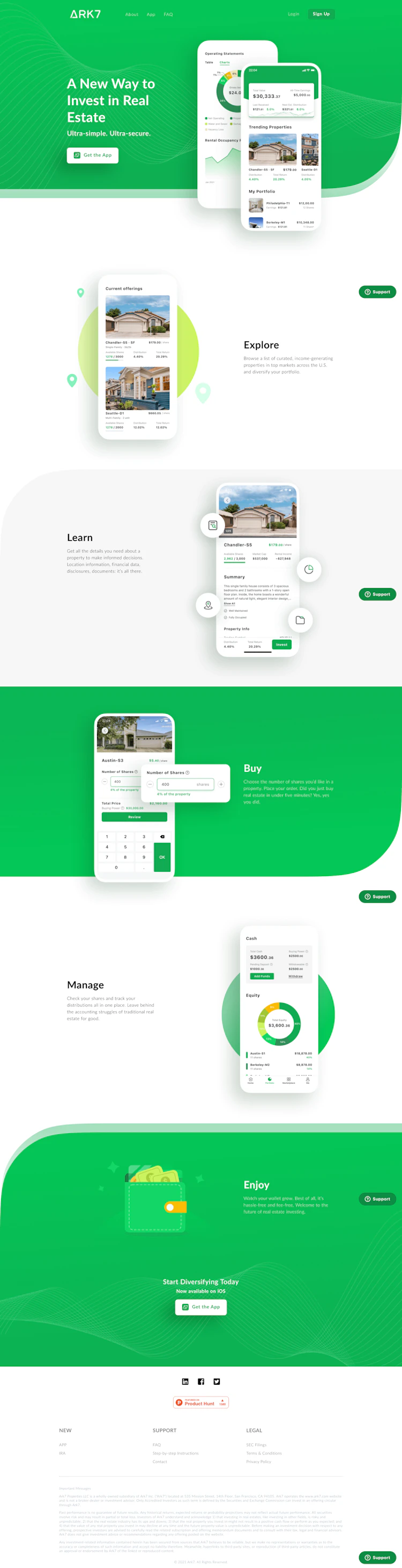 Ark7 Landing Page screenshot