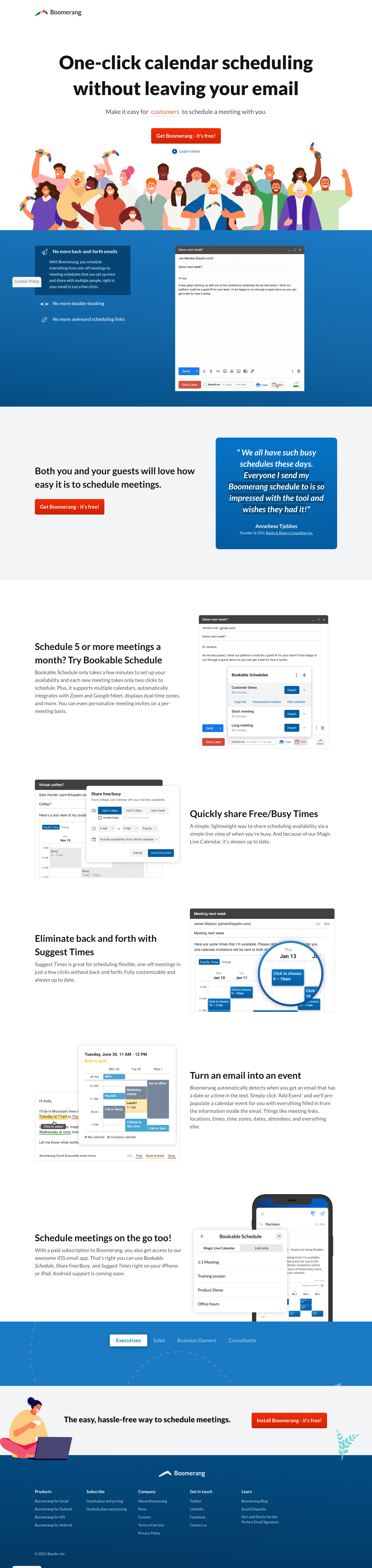Boomerang Landing Page screenshot