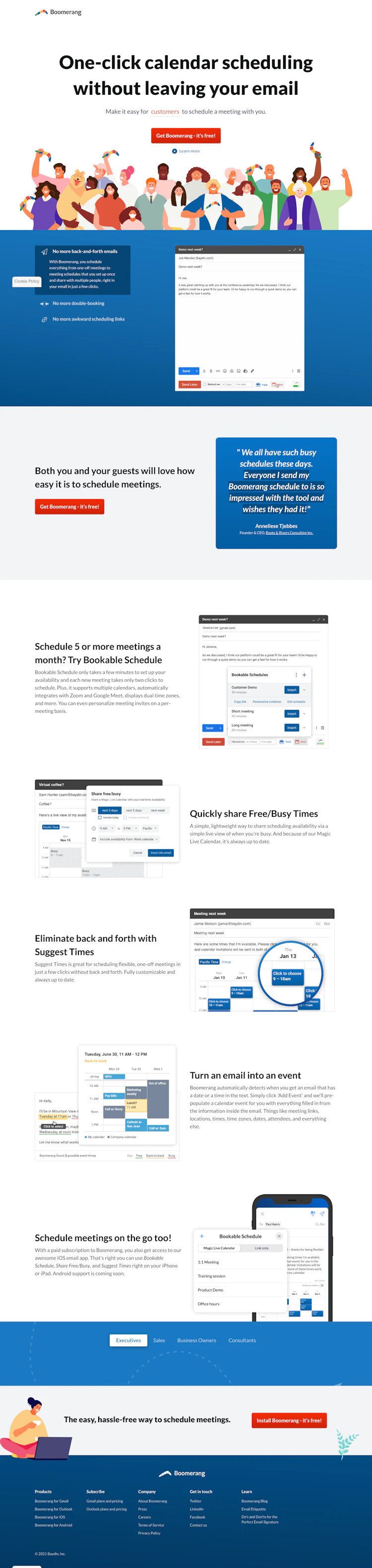 Boomerang Landing Page screenshot