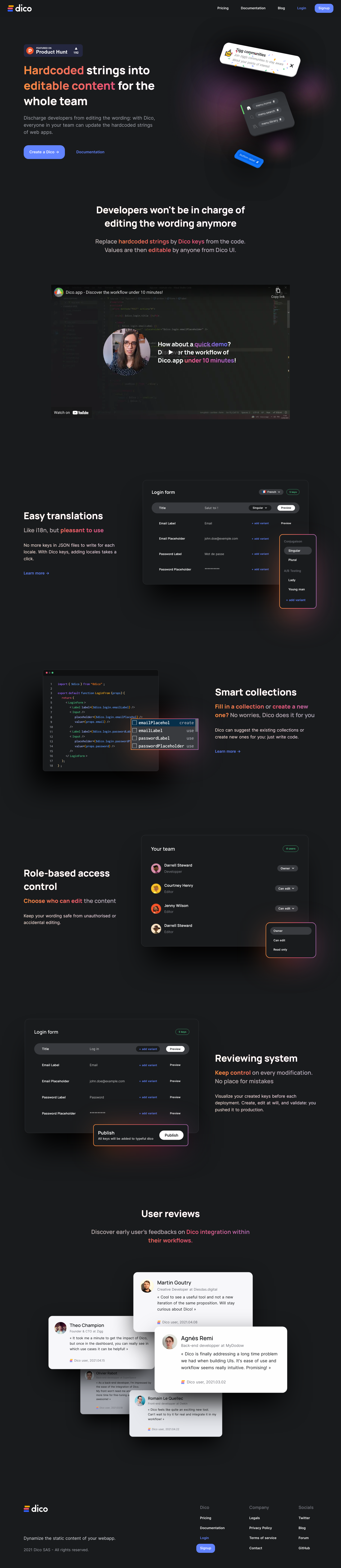 Dico Landing Page screenshot