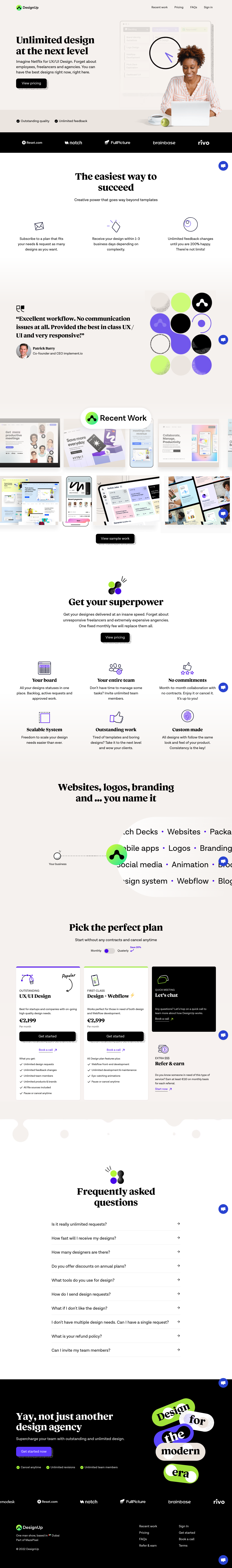 Designup Landing Page screenshot