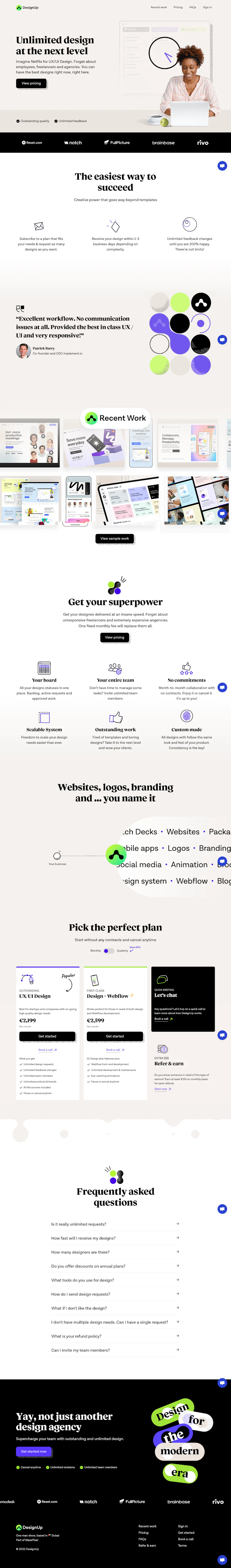 Designup Landing Page screenshot