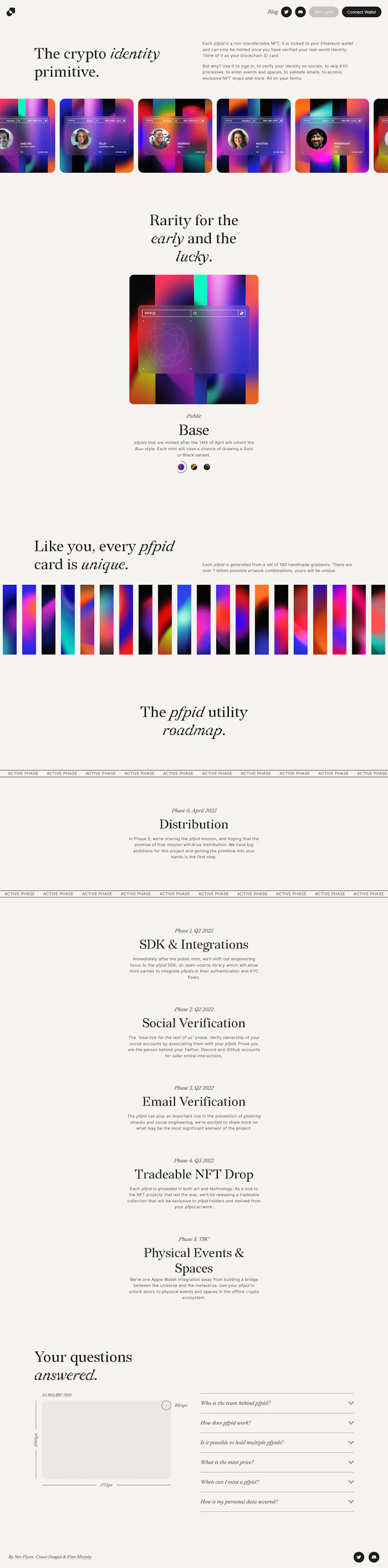 Pfpid Landing Page screenshot