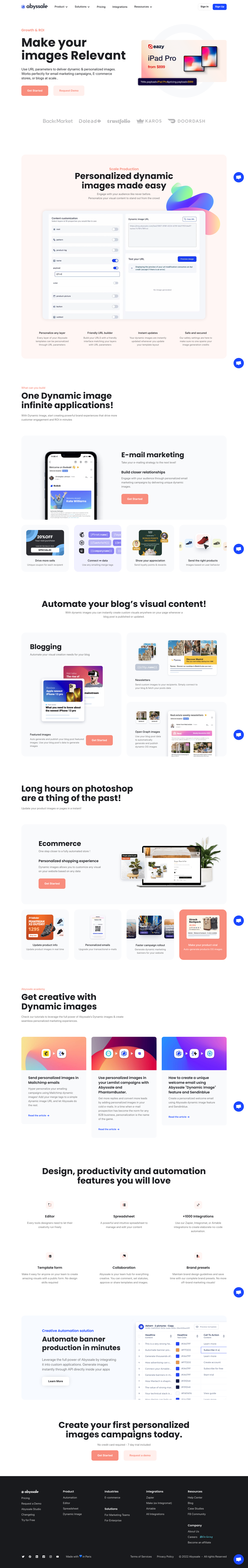 Abyssale Landing Page screenshot