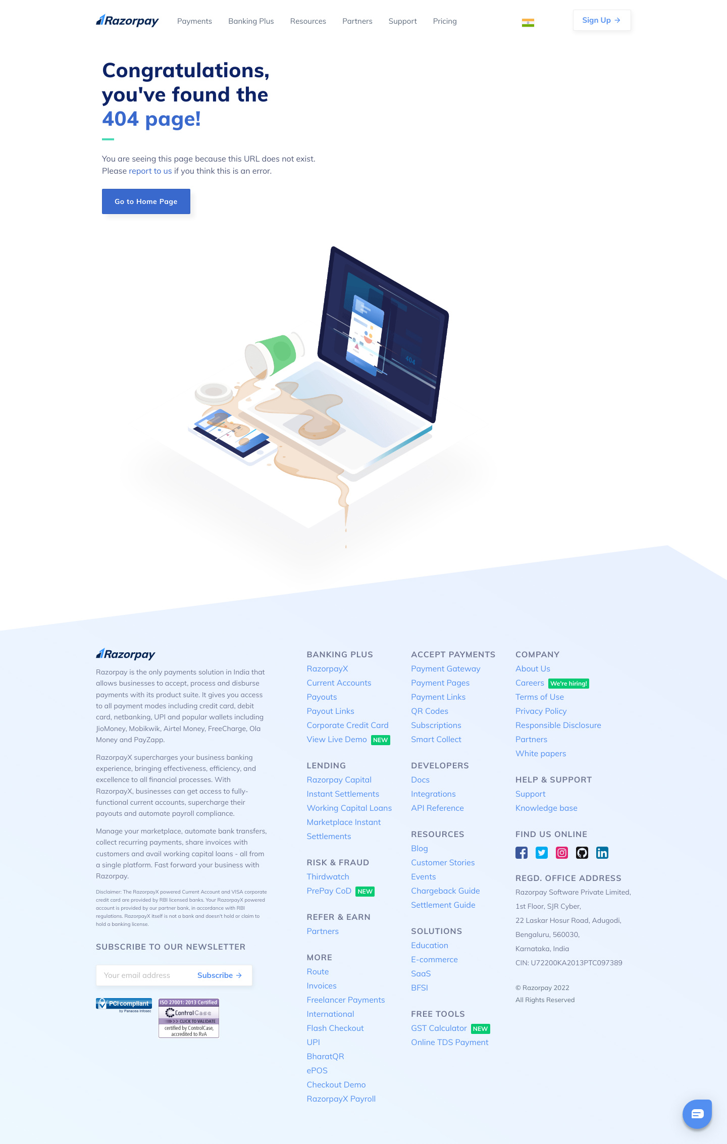 Razorpay 404 screenshot