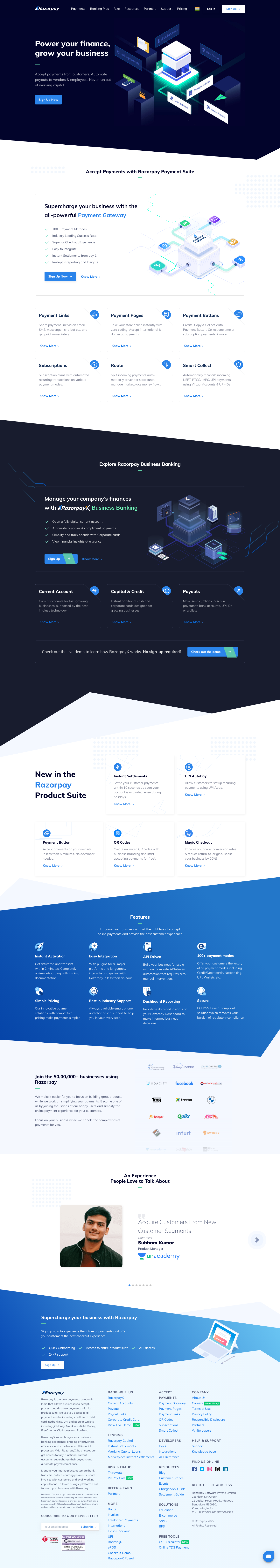 Razorpay Landing Page screenshot