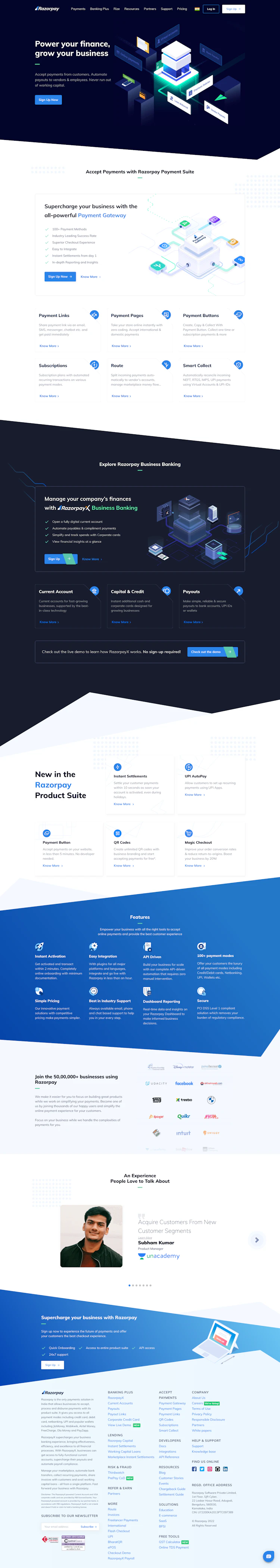 Razorpay Landing Page screenshot