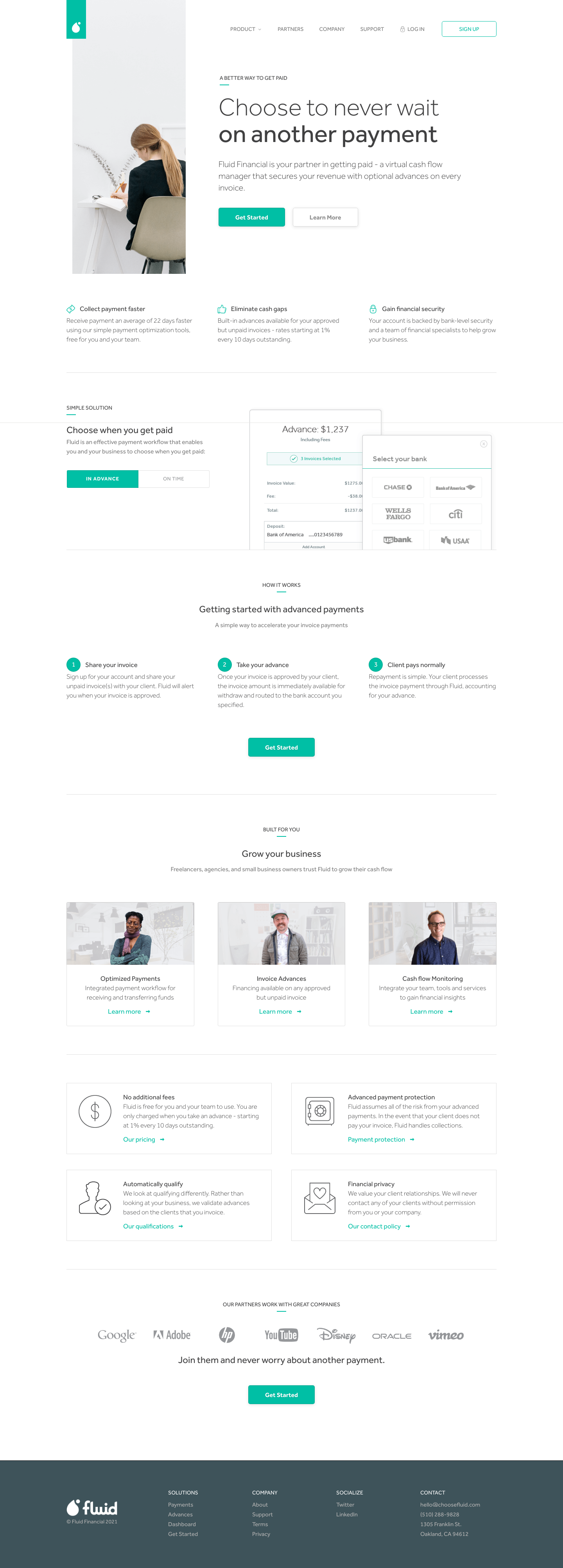Choosefluid Landing Page screenshot