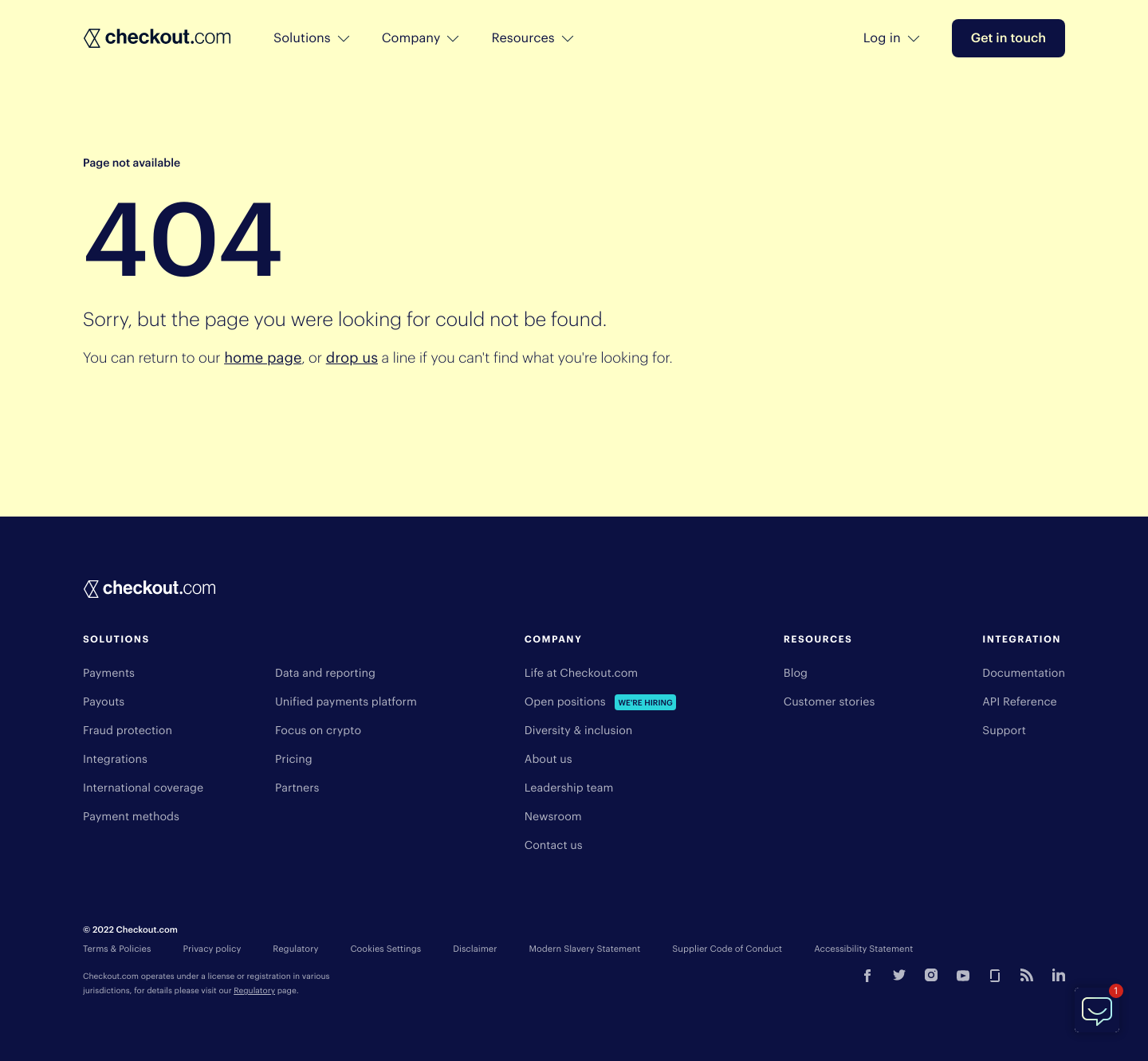 Checkout 404 screenshot