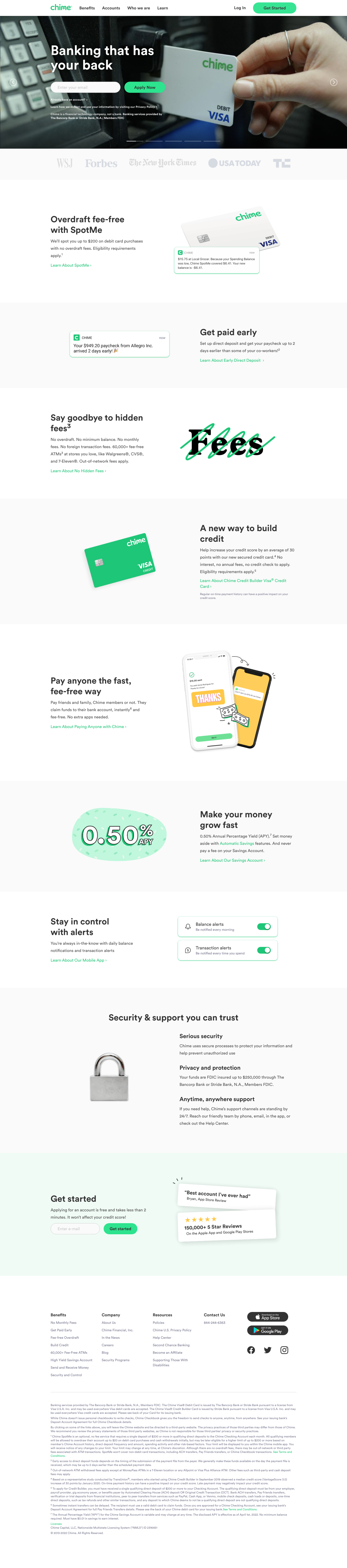 Chime Landing Page screenshot