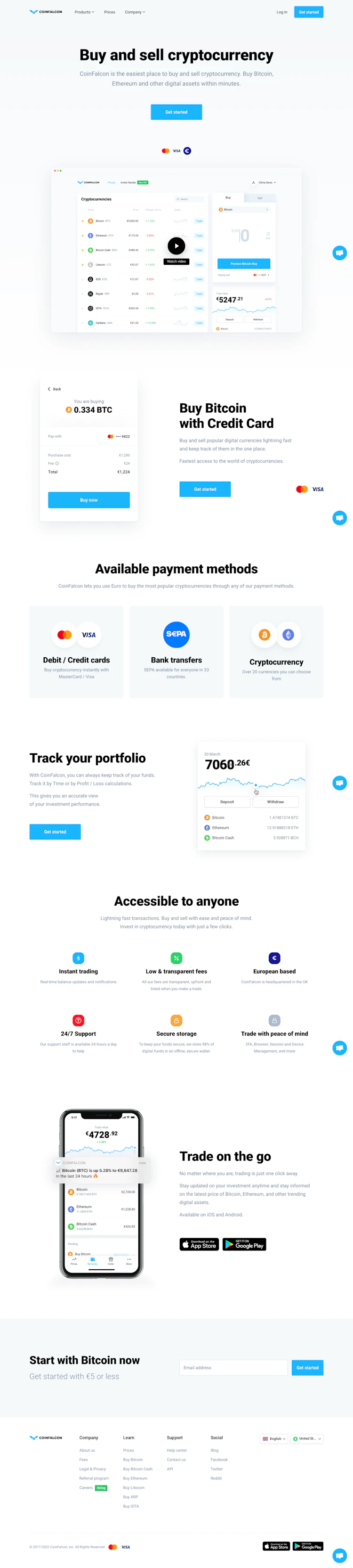 Coinfalcon Landing Page screenshot
