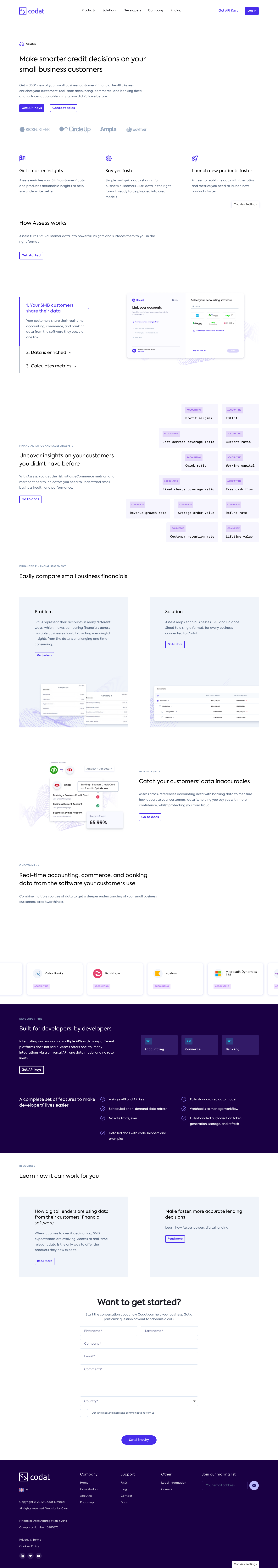 Codat Landing Page screenshot