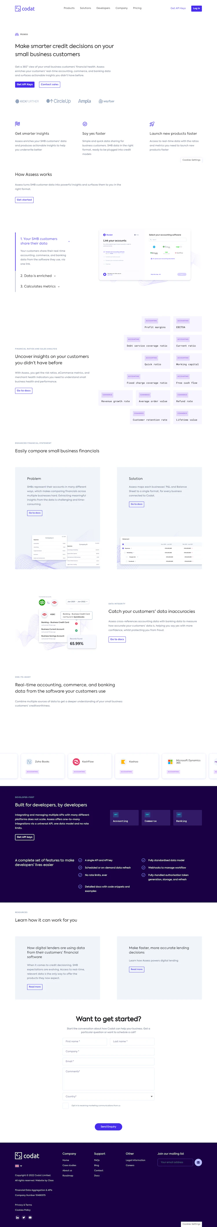 Codat Landing Page screenshot