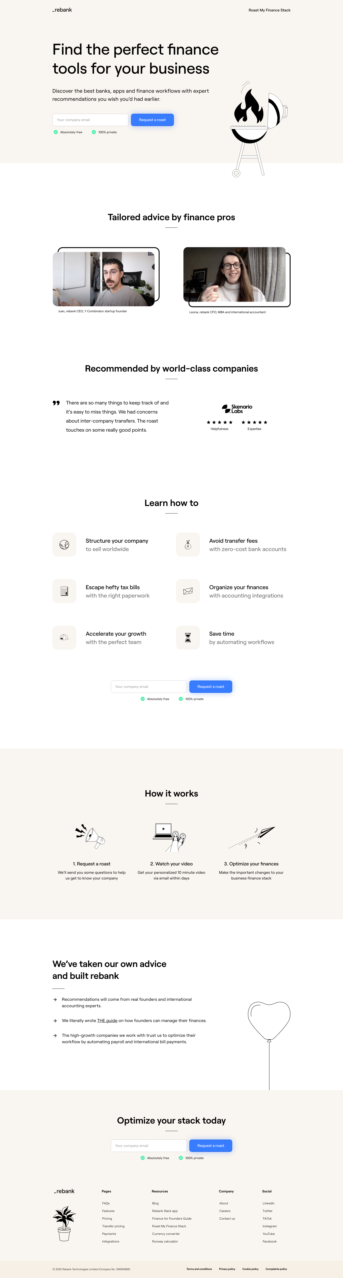 Rebanknow Landing Page screenshot
