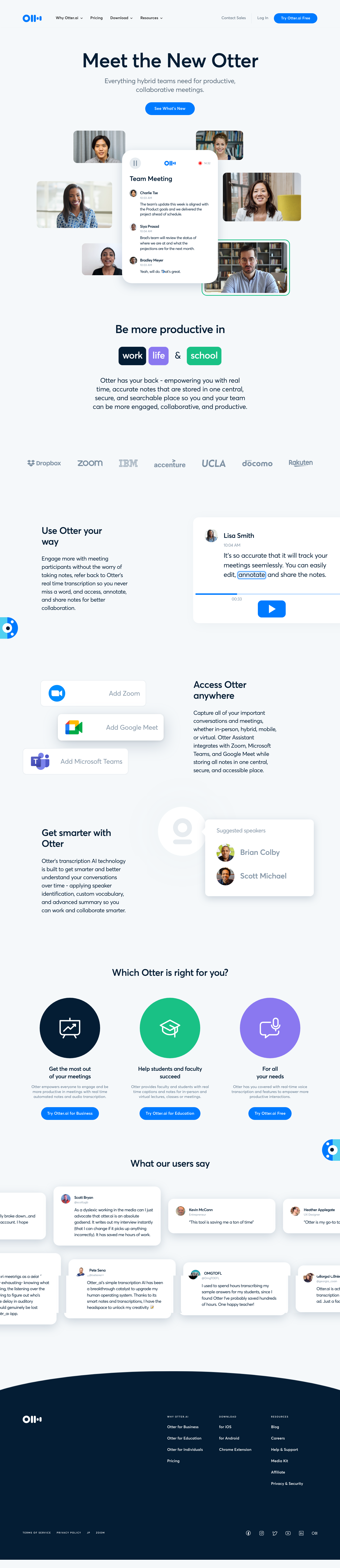 Otter Landing Page screenshot