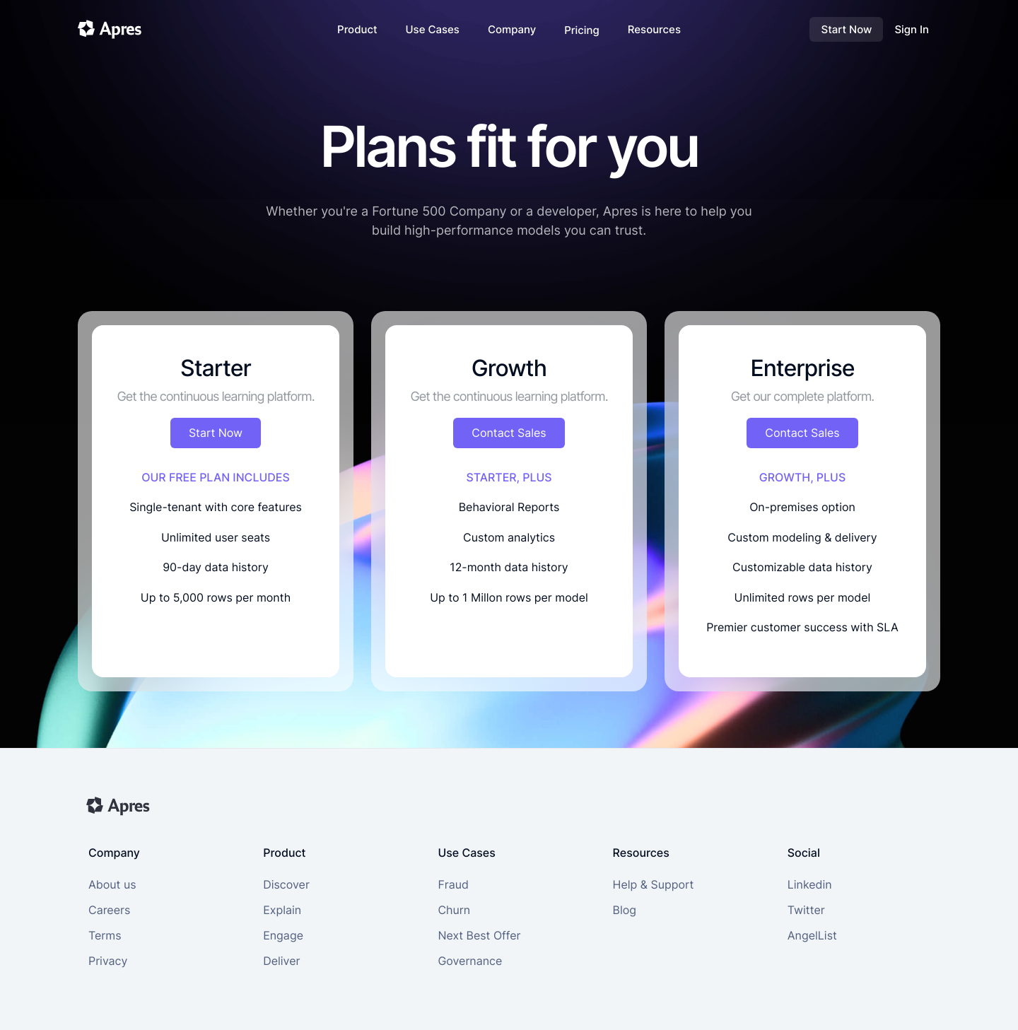 Apres Pricing screenshot