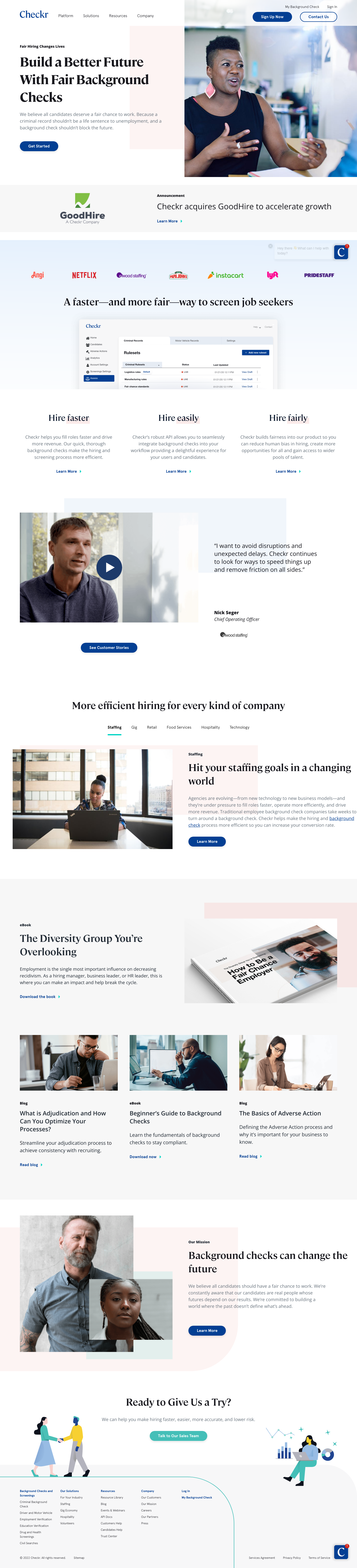 Checkr Landing Page screenshot