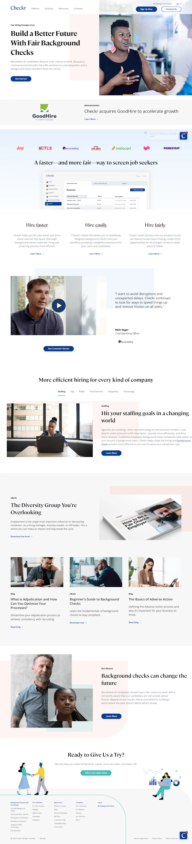 Checkr Landing Page screenshot