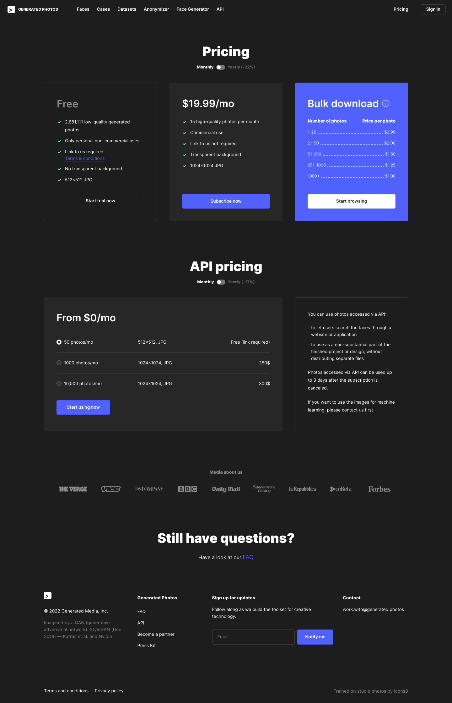 Generated Pricing screenshot