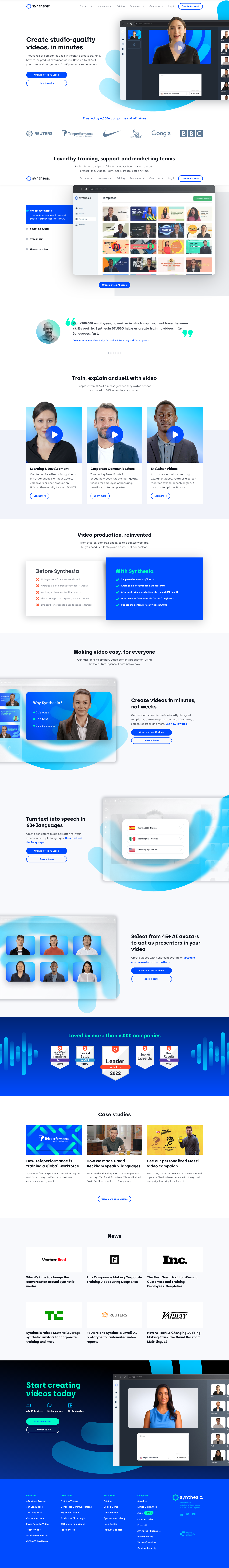 Synthesia Landing Page screenshot