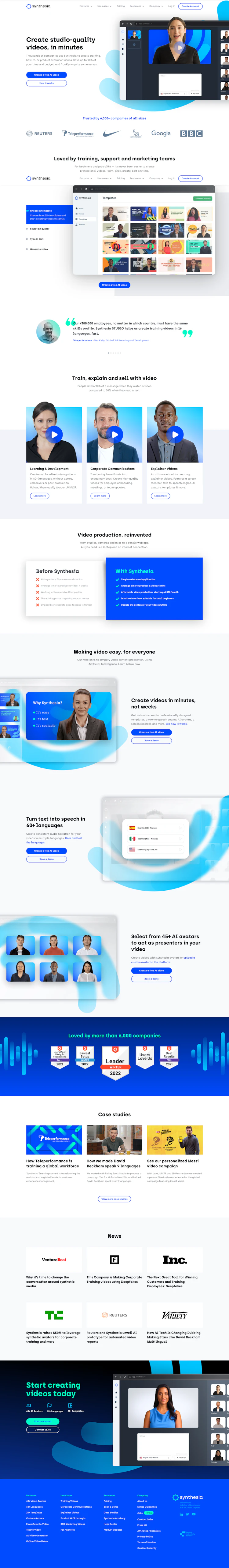 Synthesia Landing Page screenshot