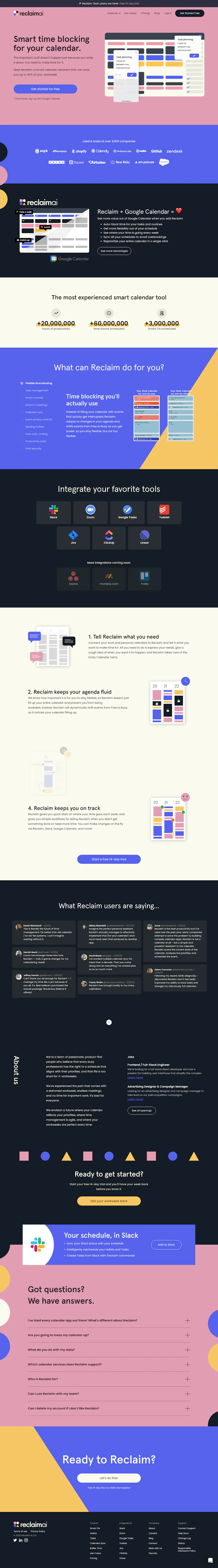 Reclaim Landing Page screenshot