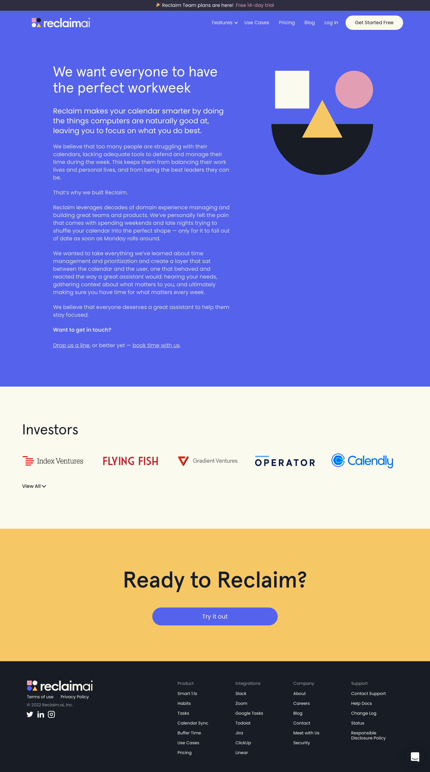 Reclaim About screenshot