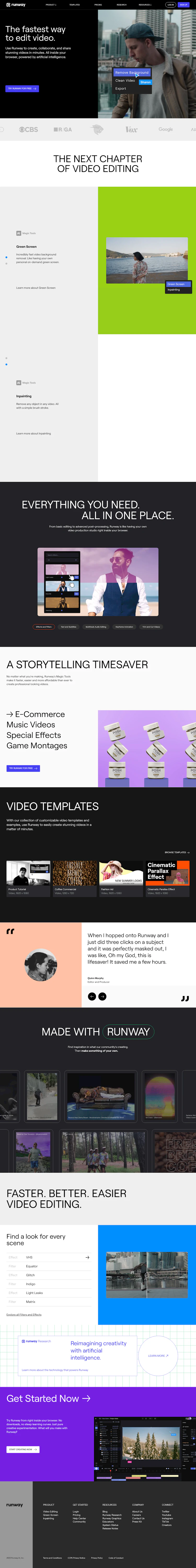 Runwayml Landing Page screenshot
