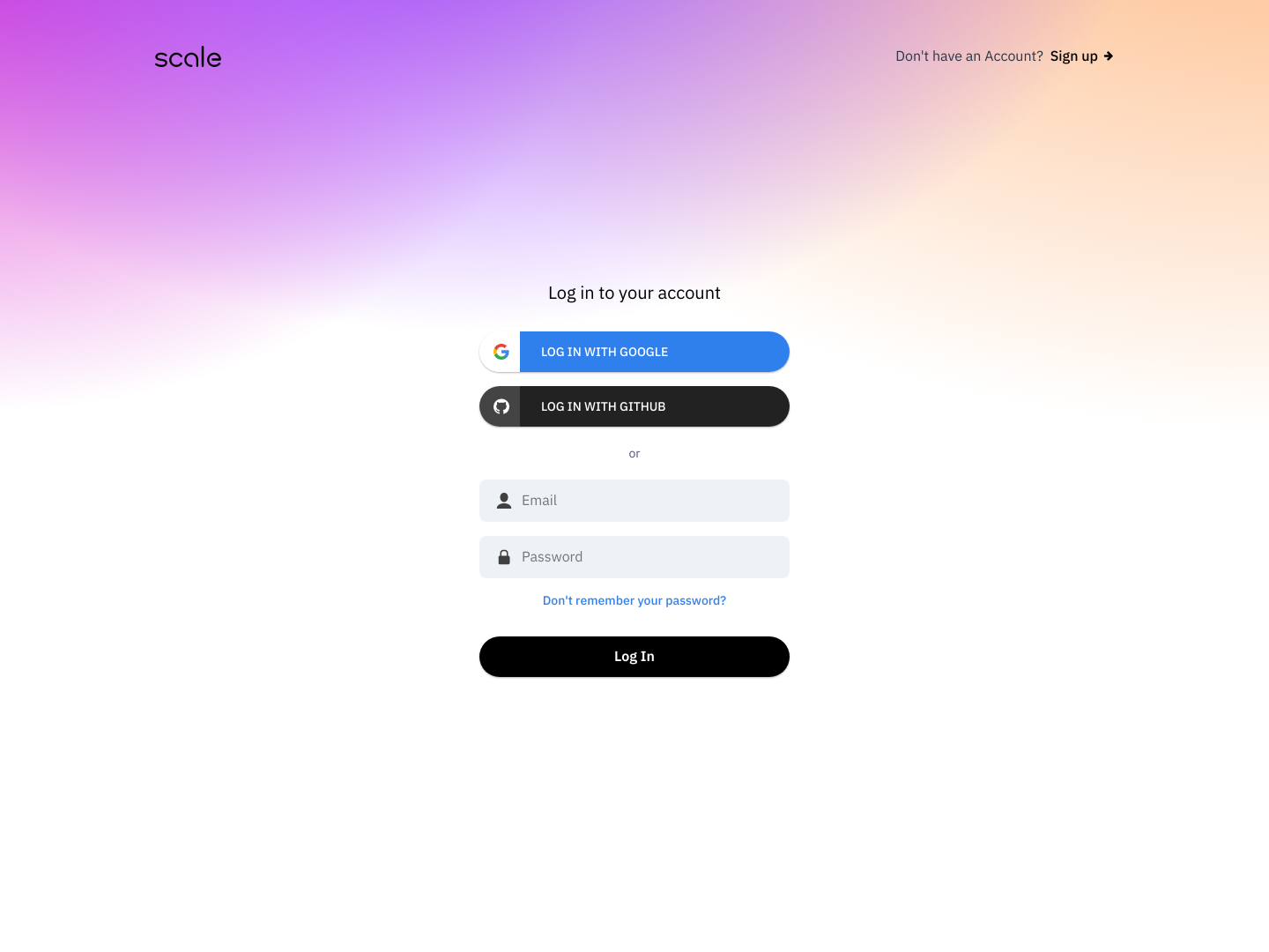 Scale Login screenshot