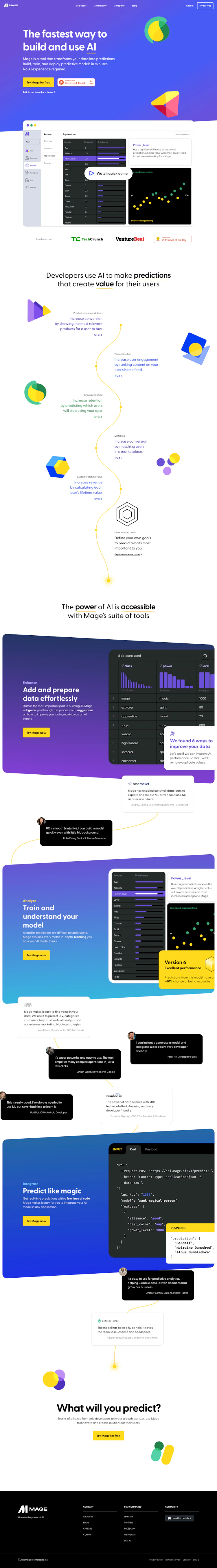 Mage Landing Page screenshot