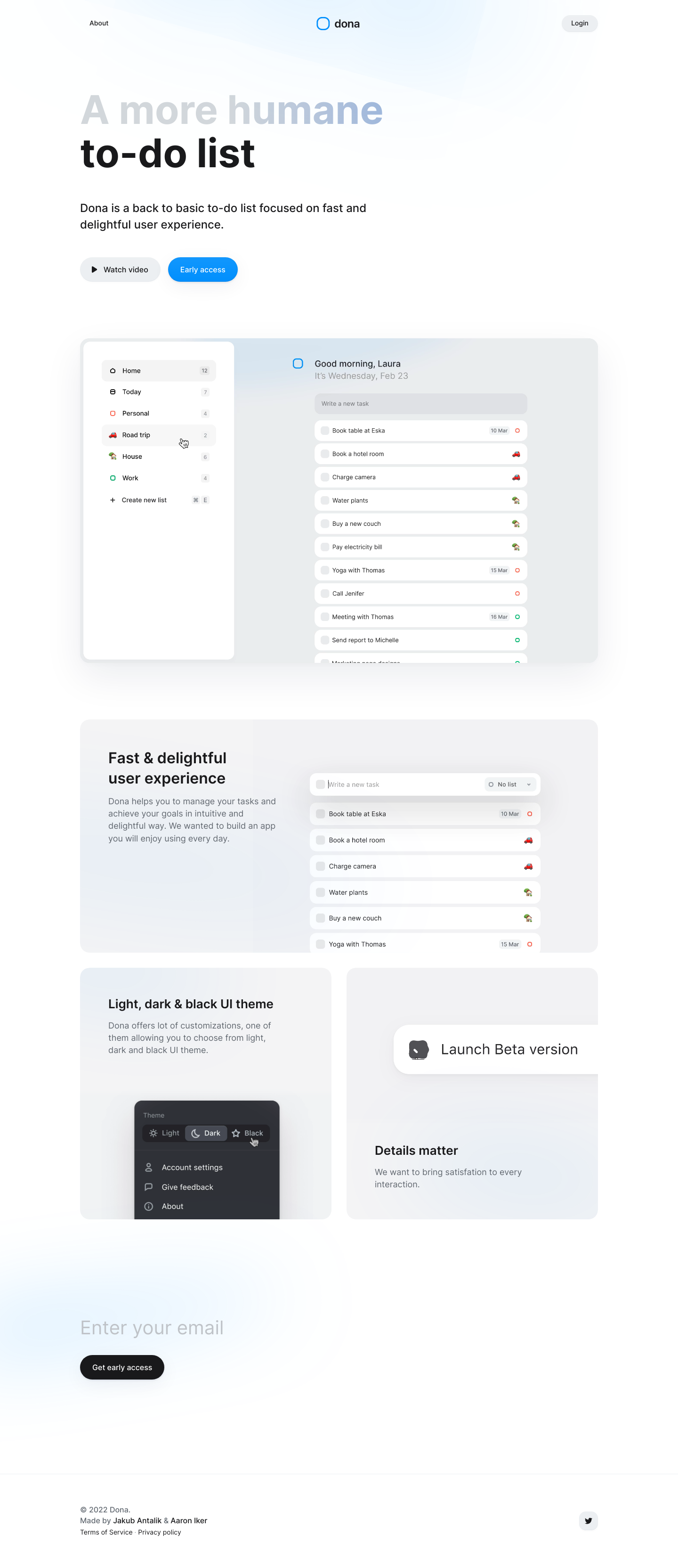Dona Landing Page screenshot