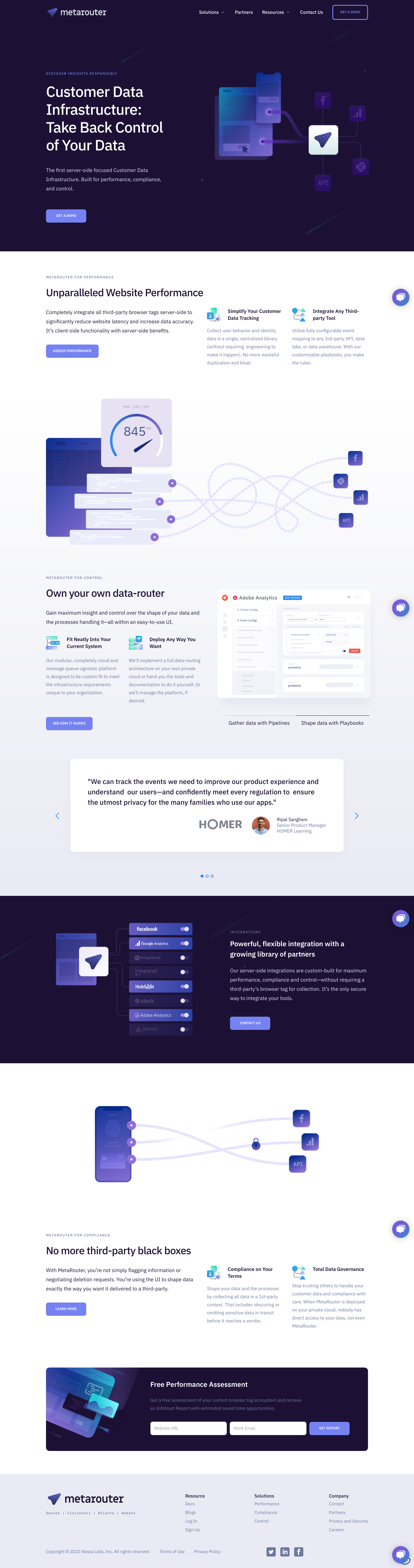 Metarouter Landing Page screenshot