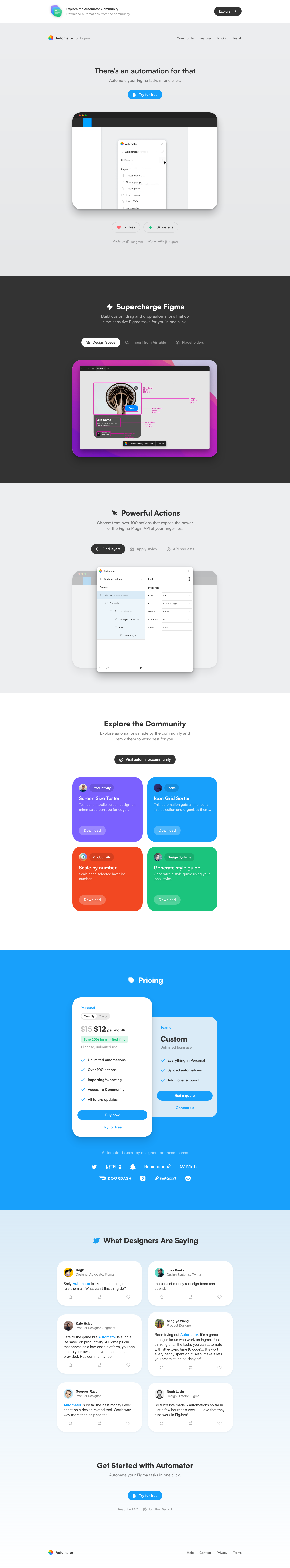 Automator Landing Page screenshot