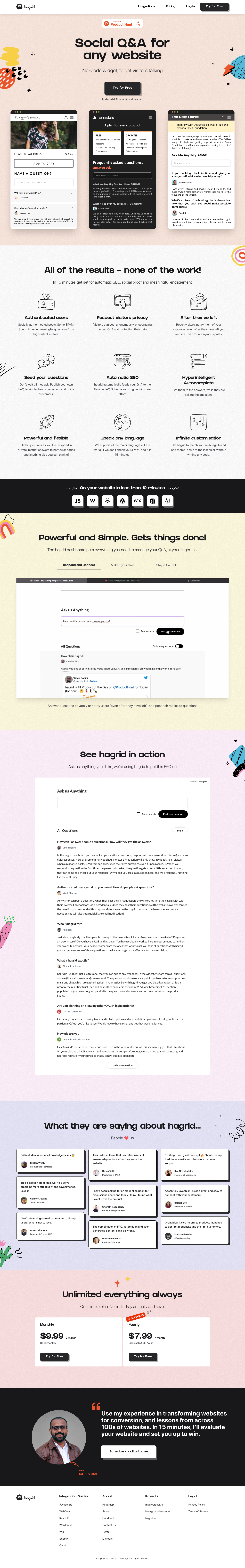 Hagrid Landing Page screenshot
