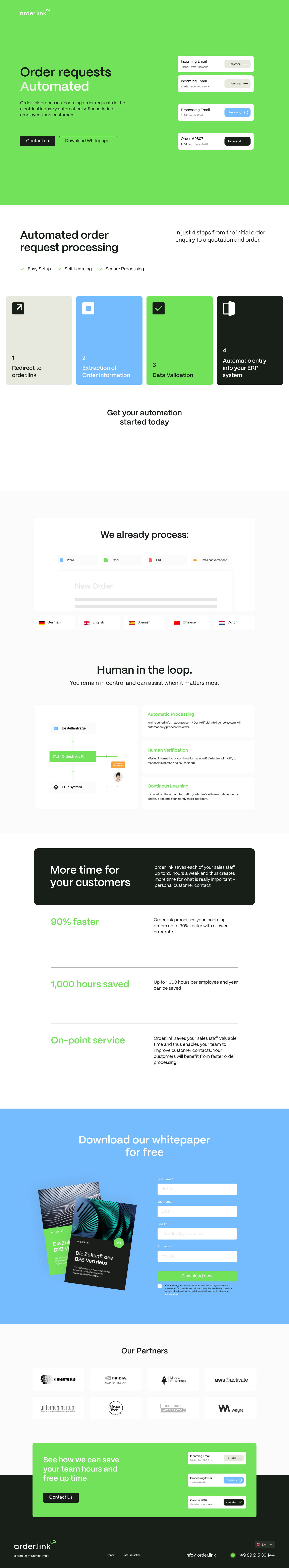 Order Link Landing Page screenshot