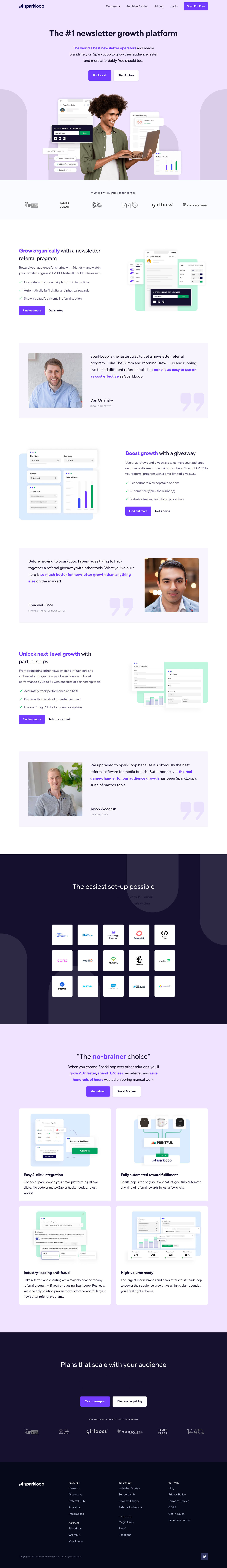 Sparkloop Landing Page screenshot