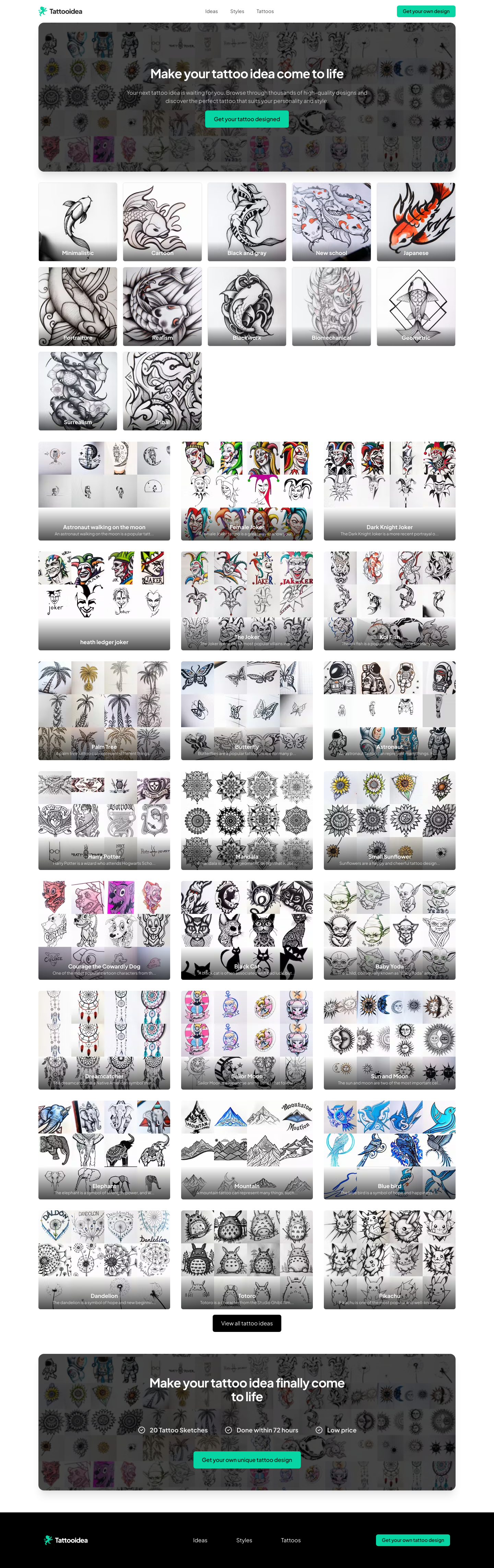 Tattooidea Landing Page screenshot