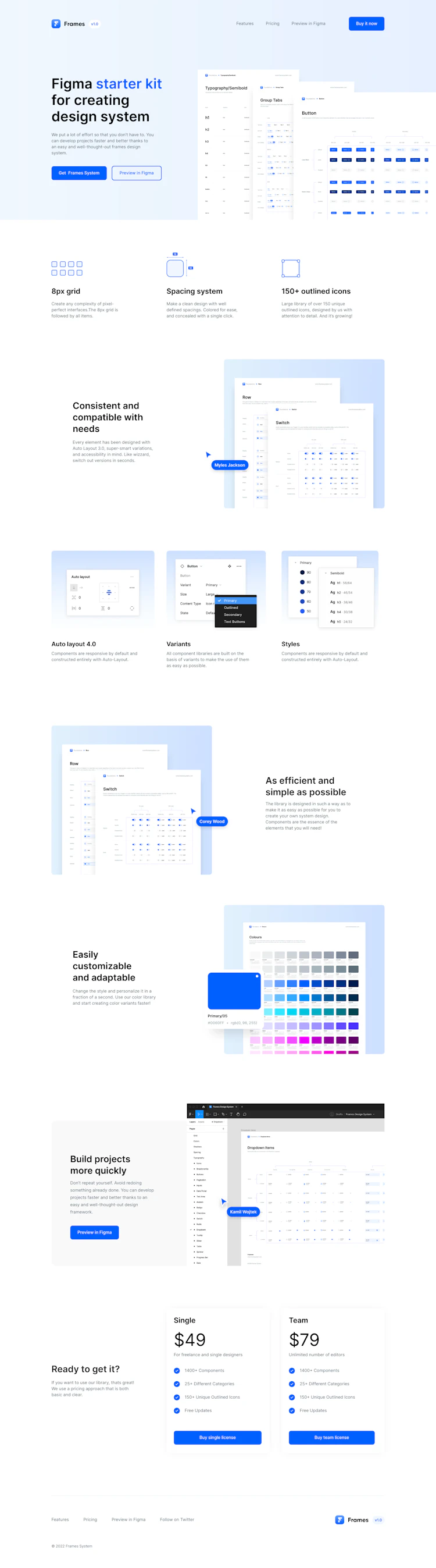 Framessystem Landing Page screenshot