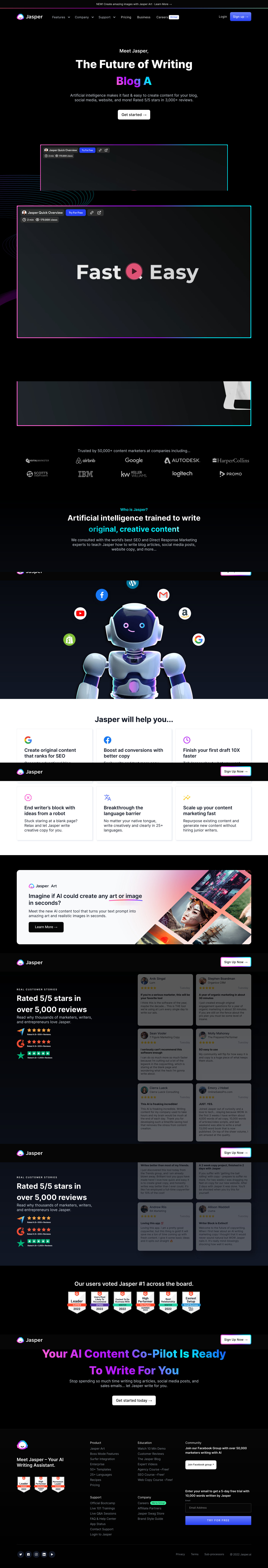 Jasper Landing Page screenshot