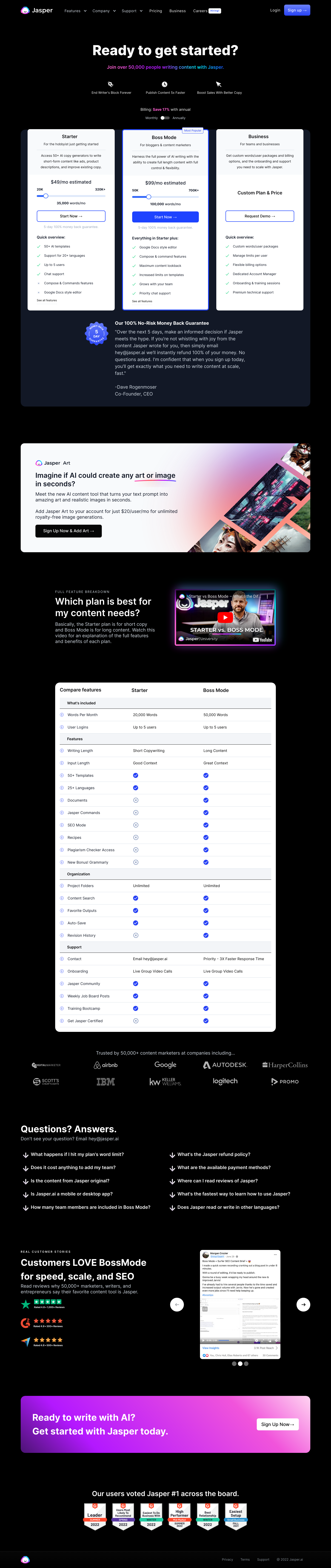 Jasper Pricing screenshot