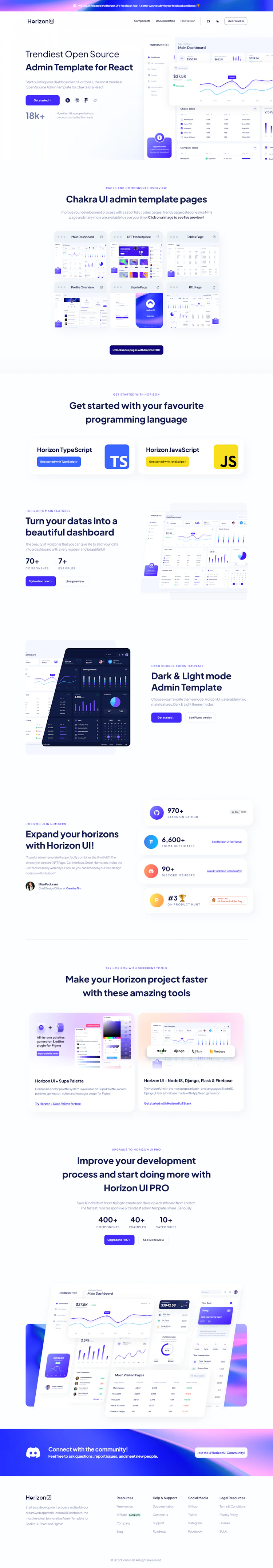 Horizon UI Landing Page screenshot