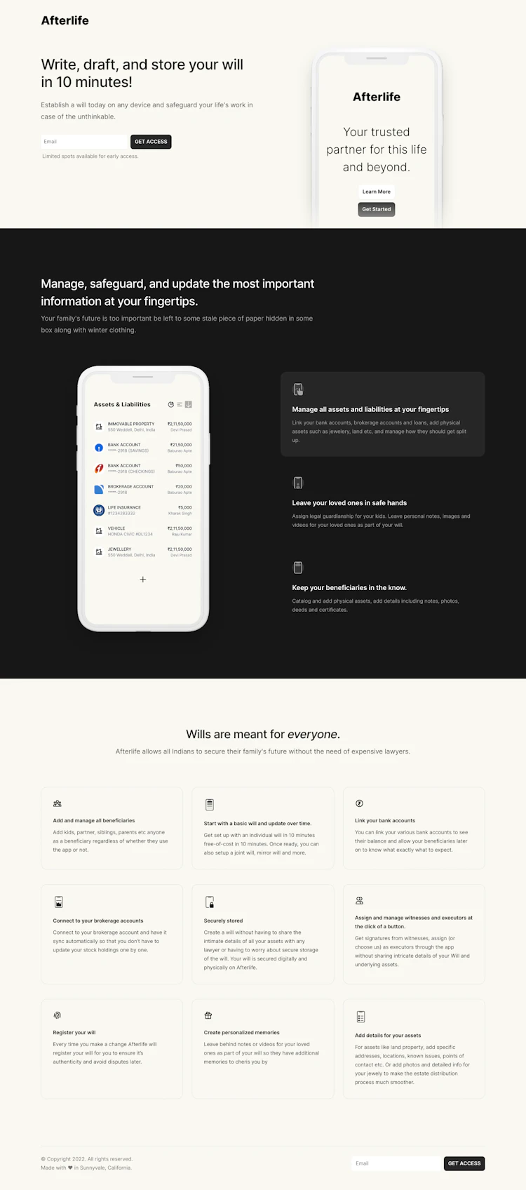 Afterlifeco Landing Page screenshot